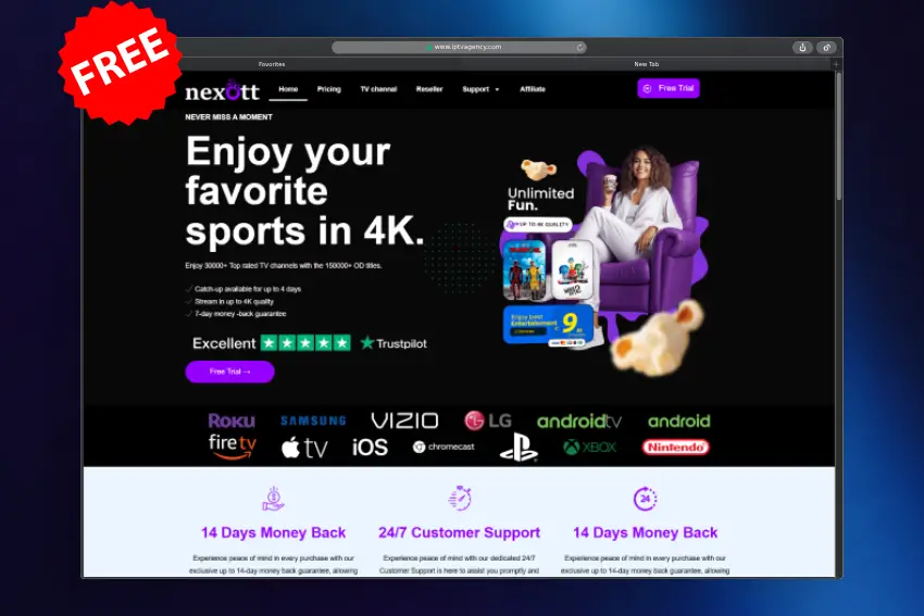 NEXOTT - IPTV LANDING PAGE